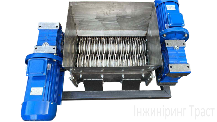 Дробарка ножова двовалкова (Шредер) 350мм*550мм 2 по 3 кВт. Серебриста
