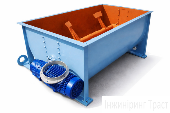 Industrial beige mixer for mixing dry and wet materials.