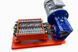 Crusher 200mm*150mm for industrial waste. Glass crusher with 1.5 kW reduction motor. Orange