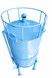 Blue silo for storing grain, feed, cement, sand, granules, pellets, and other bulk materials.